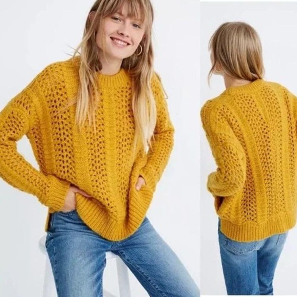 Madewell Windemere Pointelle Alpaca & Wool Blend Knit Pullover Sweater